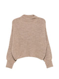 Closed Ribbed Knit Crewneck Sweater — Beige