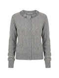 Ermanno Scervino Embellished Cable-Knit Cashmere Cardigan — Grey