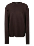 032C Padded-Shoulder Wool Sweater — Brown