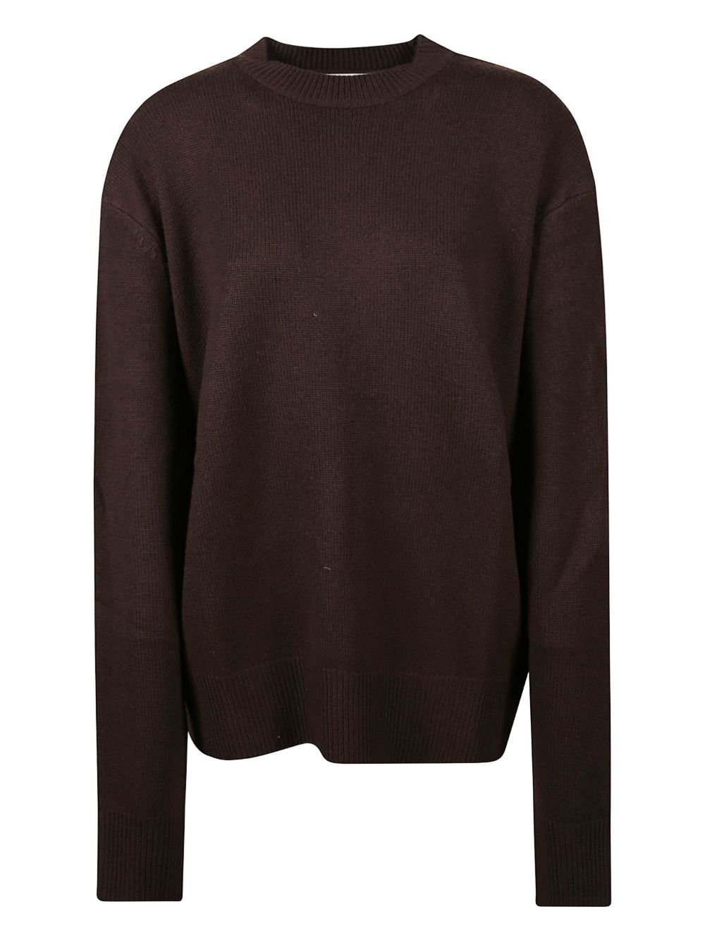 032C Padded-Shoulder Wool Sweater — Brown