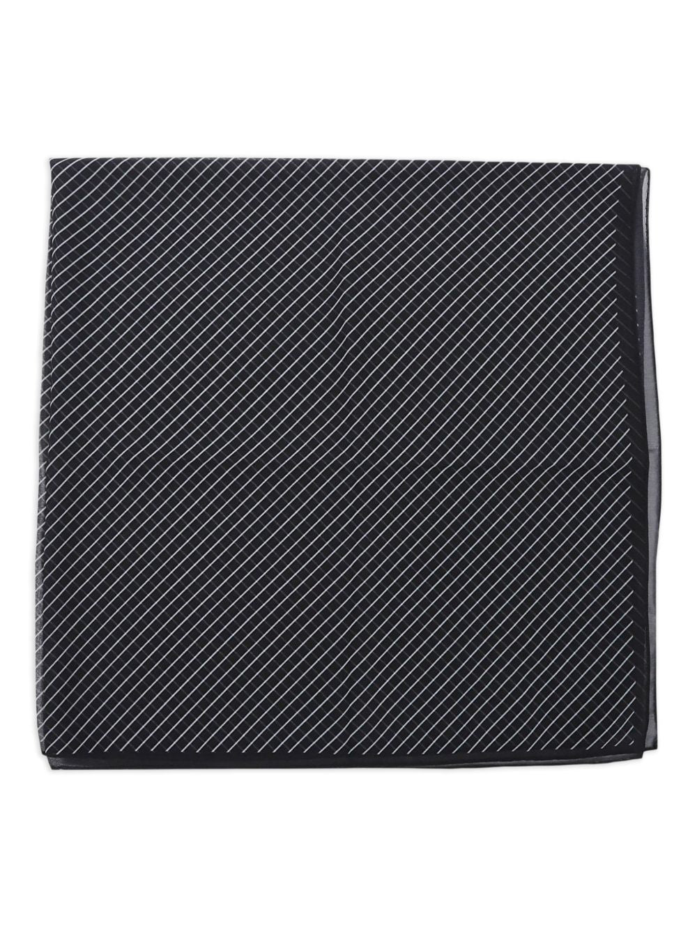 032C Striped Silk Scarf — Black