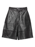 032C Leather Bermuda Shorts — Black
