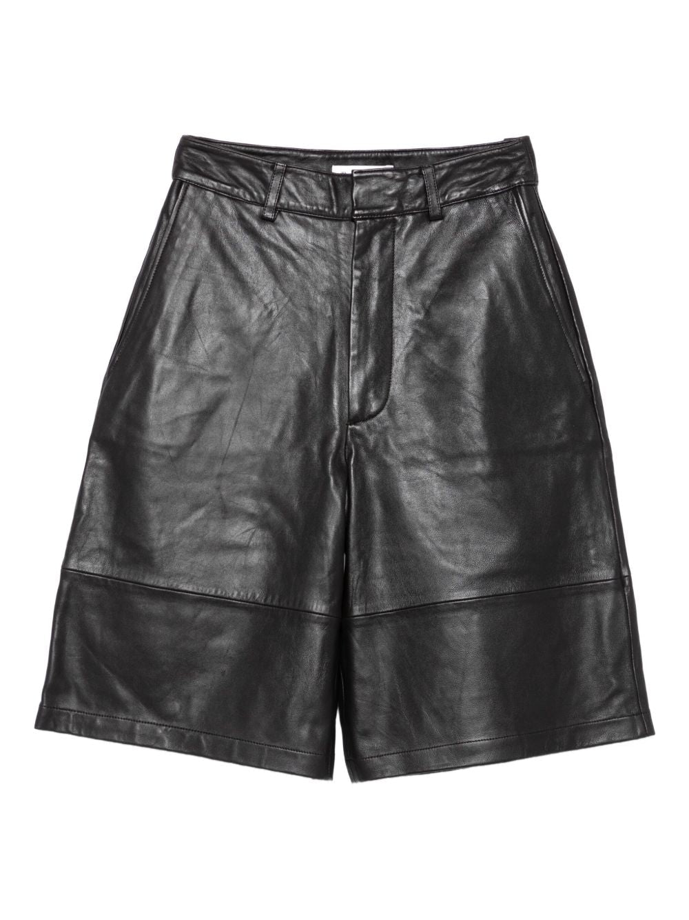 032C Leather Bermuda Shorts — Black