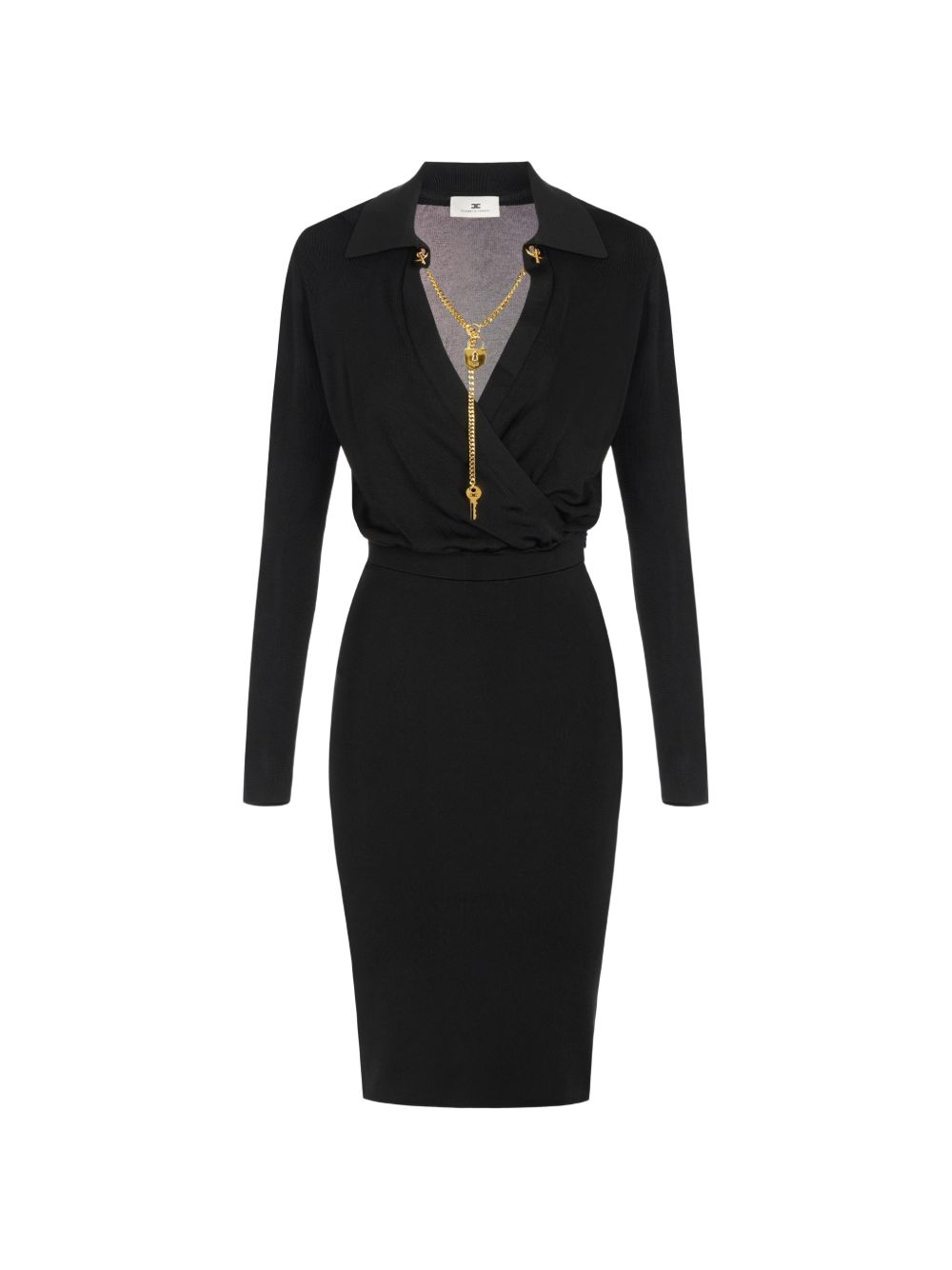 Elisabetta Franchi Chain-Adorned Viscose Dress — Black