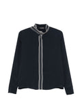 Fabiana Filippi Striped High-Neck Shirt — Navy
