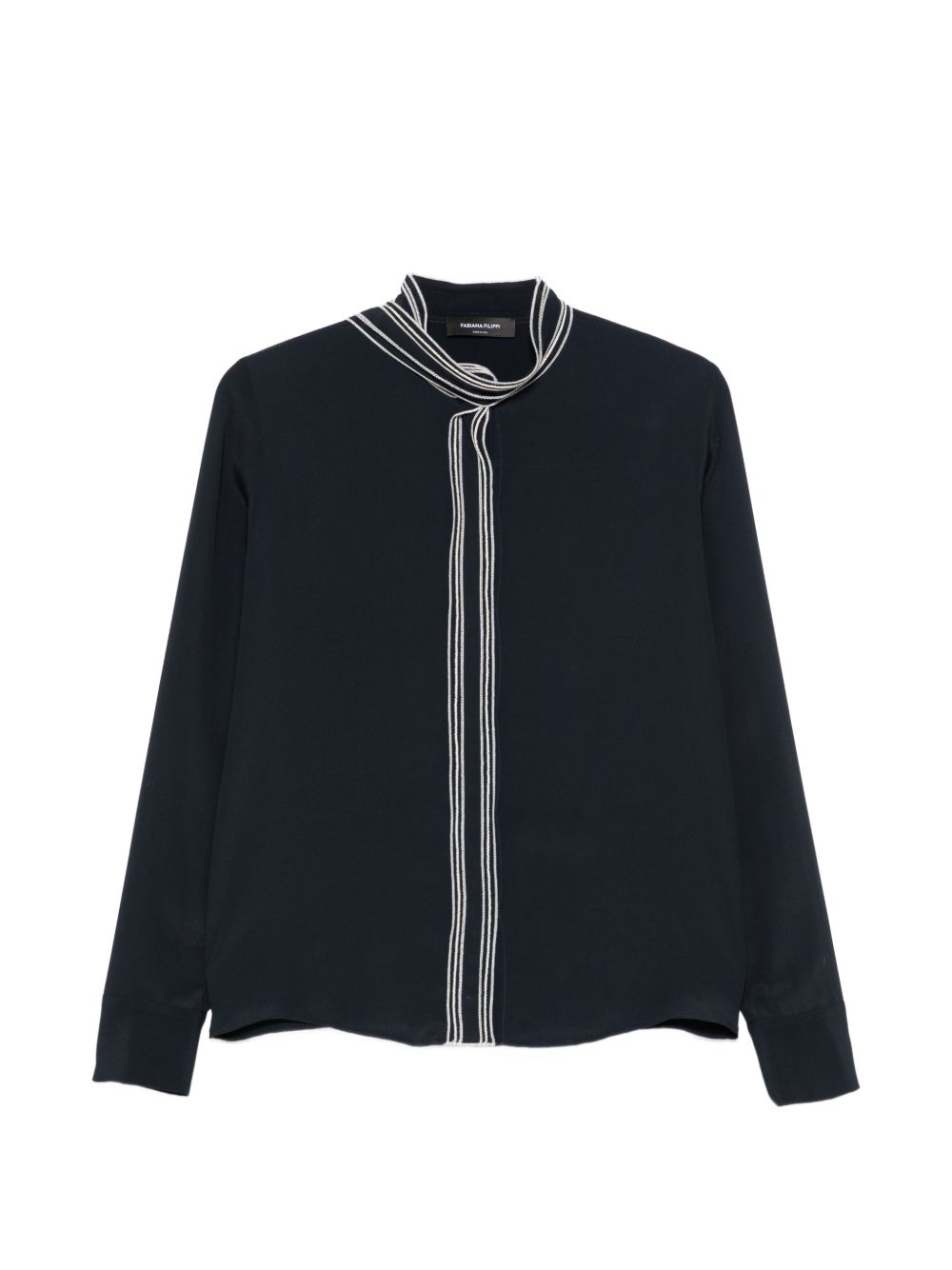 Fabiana Filippi Striped High-Neck Shirt — Navy