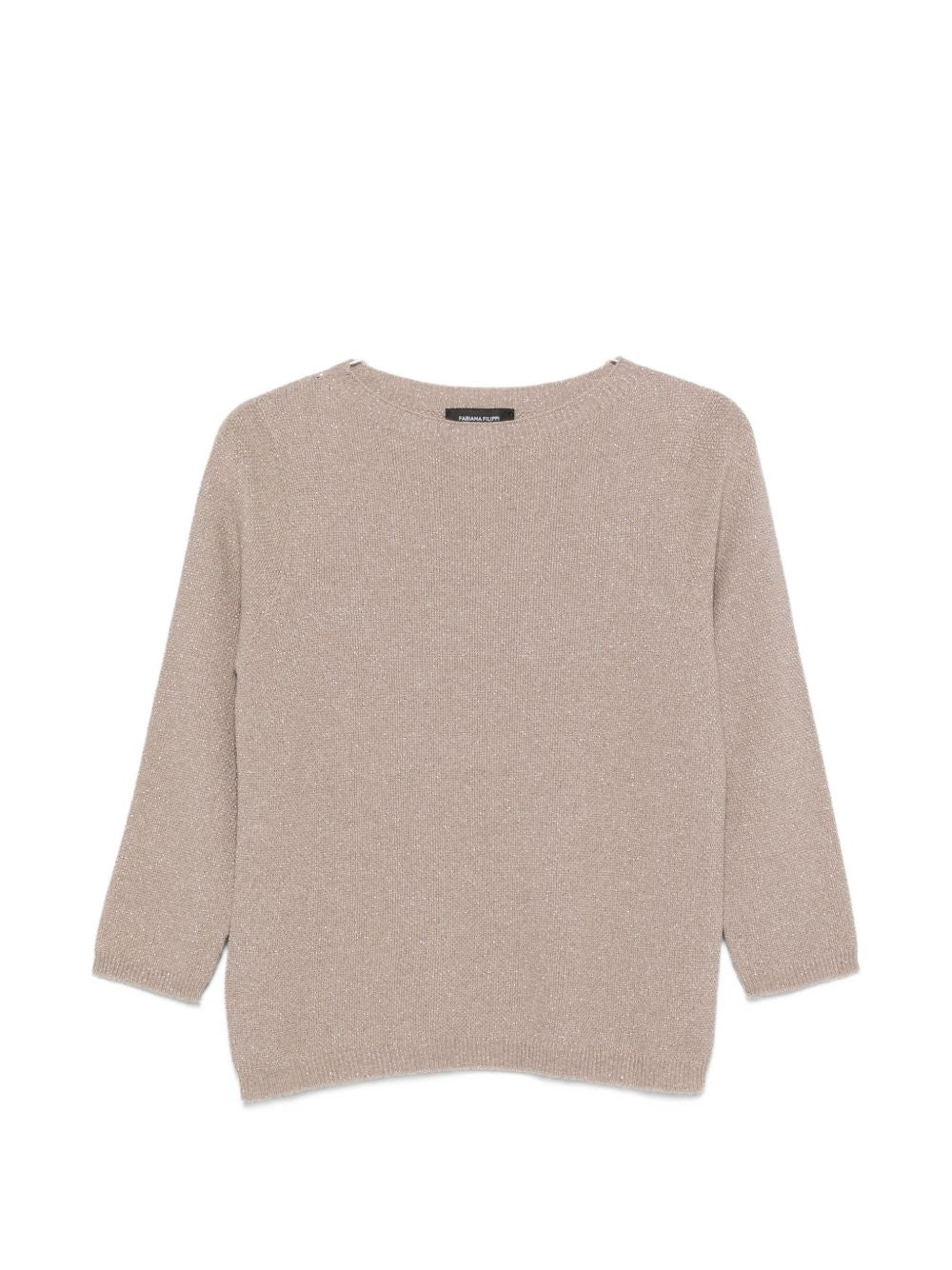 Fabiana Filippi Fine-Knit Metallic-Effect Sweater — Beige