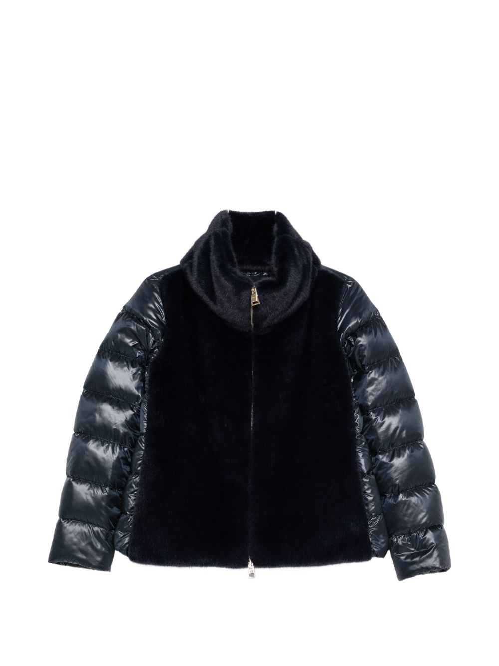 HERNO Faux-Fur Trimmed Quilted Down Jacket — Black