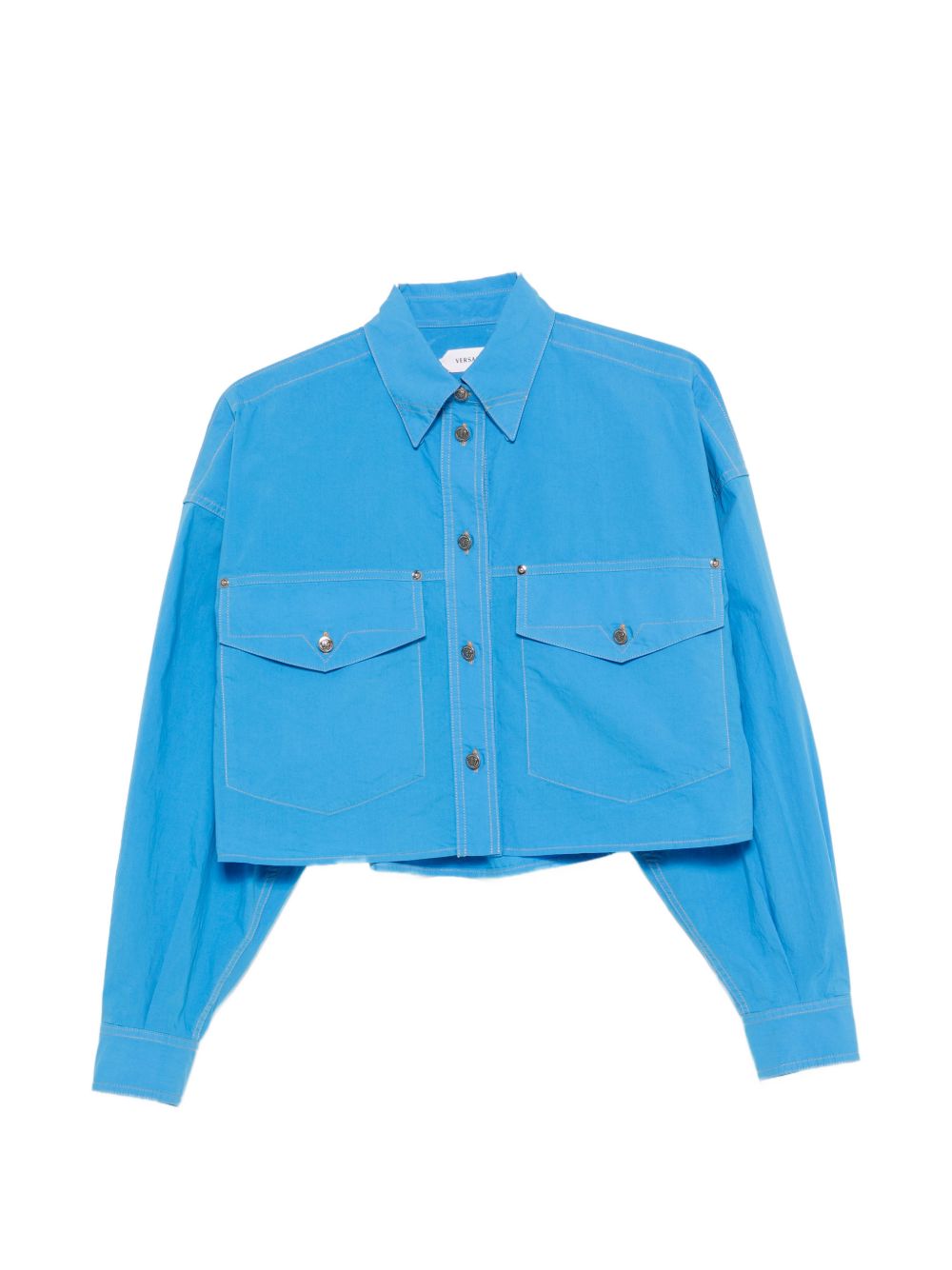 Camisa Corta de Algodón Versace — Azul