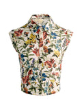 Alice + Olivia Floral-Print Cotton Shirt — Beige