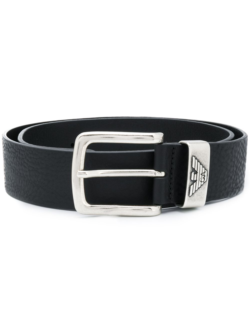 Emporio Armani Logo Plaque Belt — Black