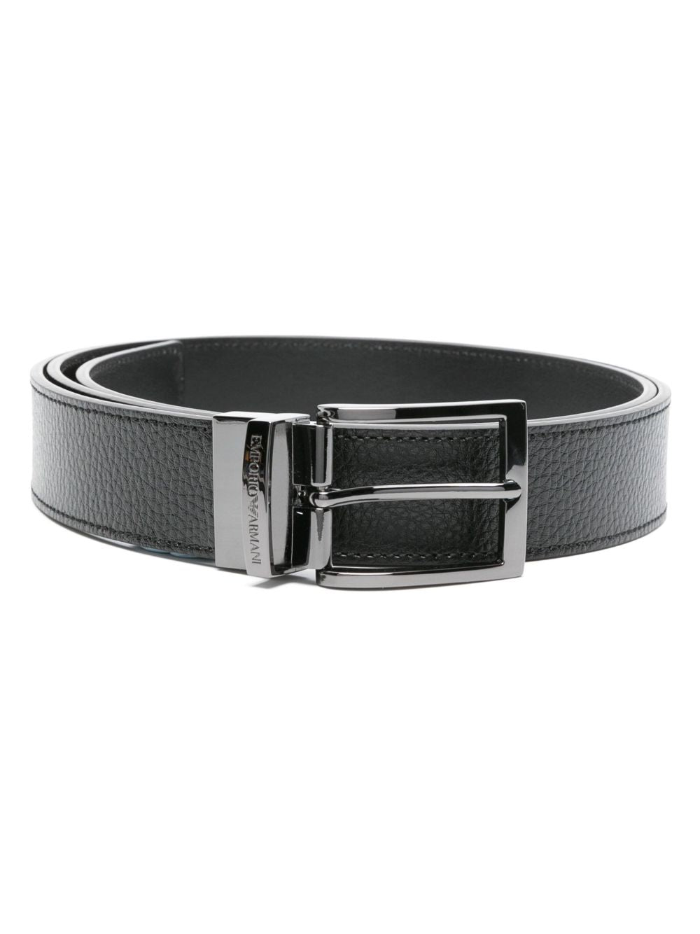Emporio Armani Two-Tone Leather Belt — Black