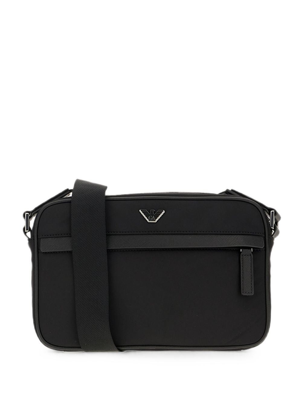 Emporio Armani Logo Plaque Crossbody Bag — Black