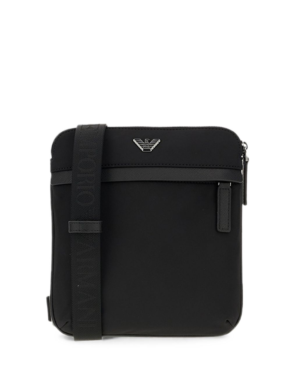 Emporio Armani Logo-Jacquard Strap Crossbody Bag — Black