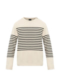 Emporio Armani Striped Linen Blend Sweater — Cream