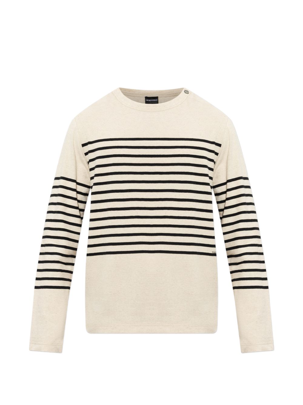 Emporio Armani Striped Linen Blend Sweater — Cream