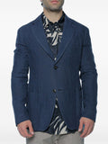 Emporio Armani Structured Linen Blazer — Navy