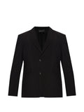 Emporio Armani Single-Breasted Notched Lapel Blazer — Black