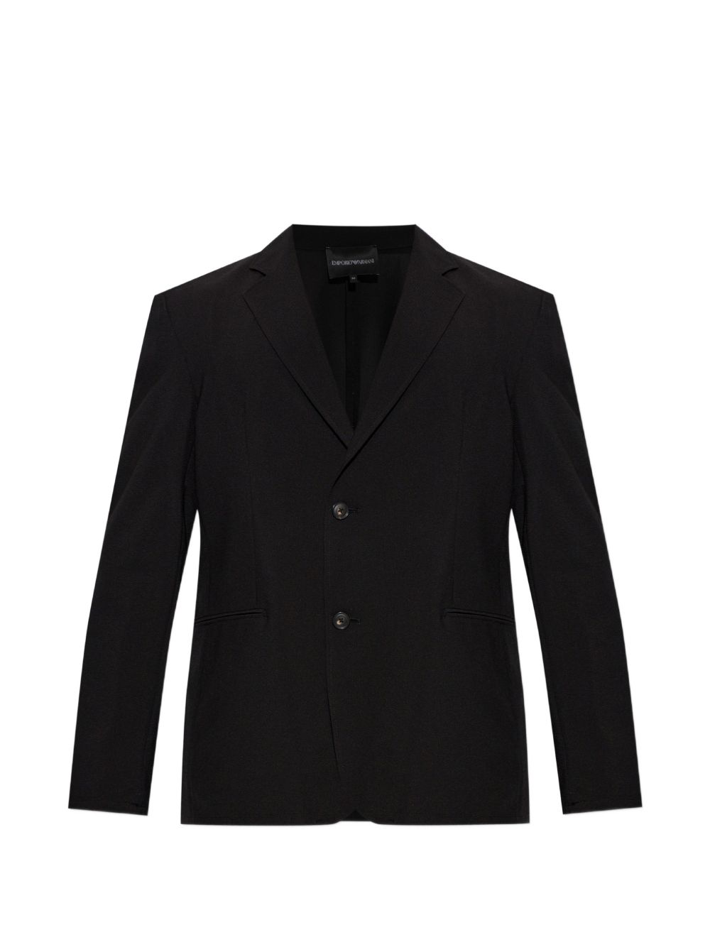 Emporio Armani Single-Breasted Notched Lapel Blazer — Black