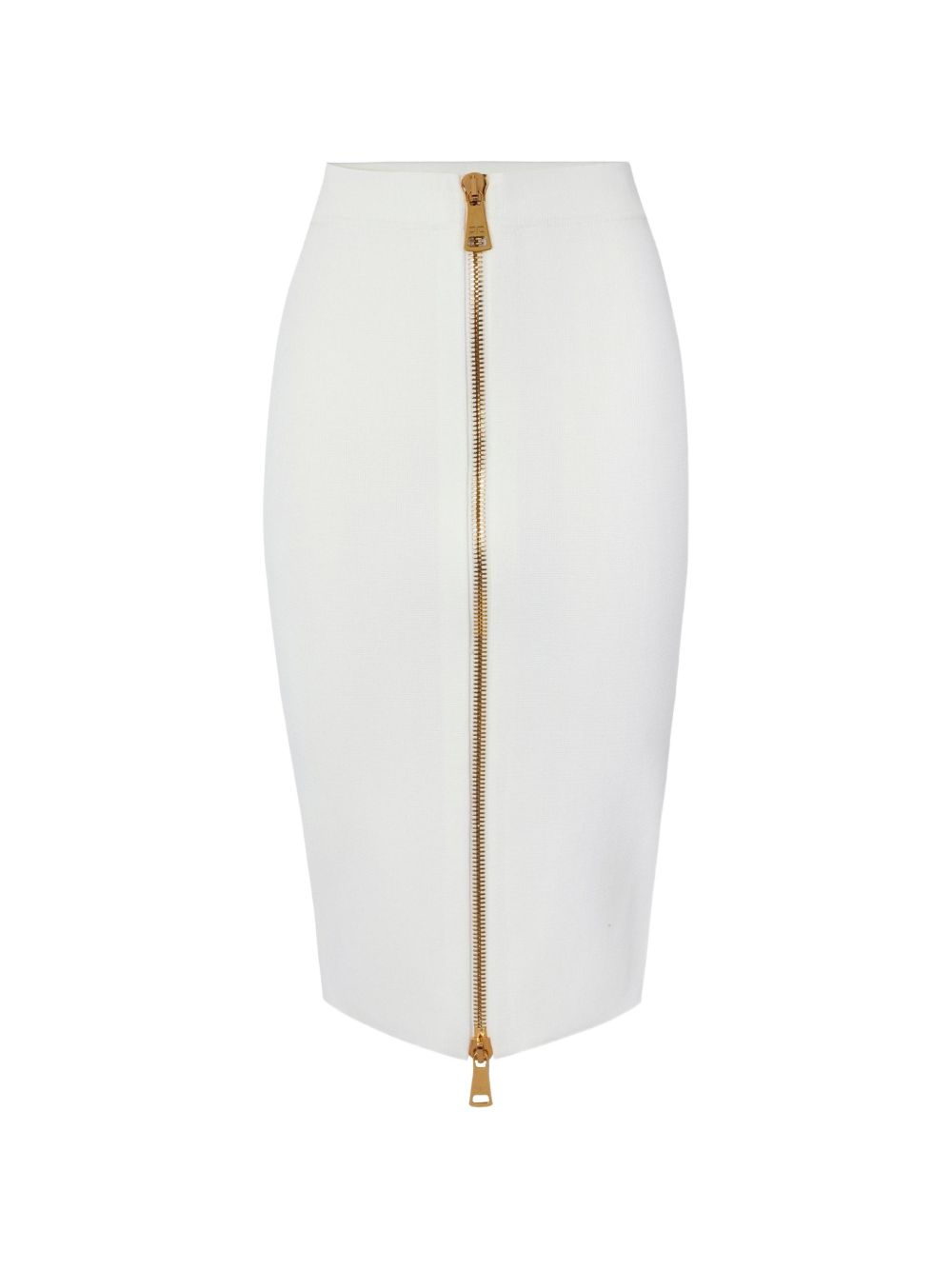 Elisabetta Franchi Zip-Front Pencil Skirt — White