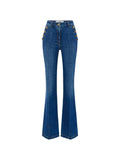 Elisabetta Franchi Logo-Button Flared Jeans — Indigo