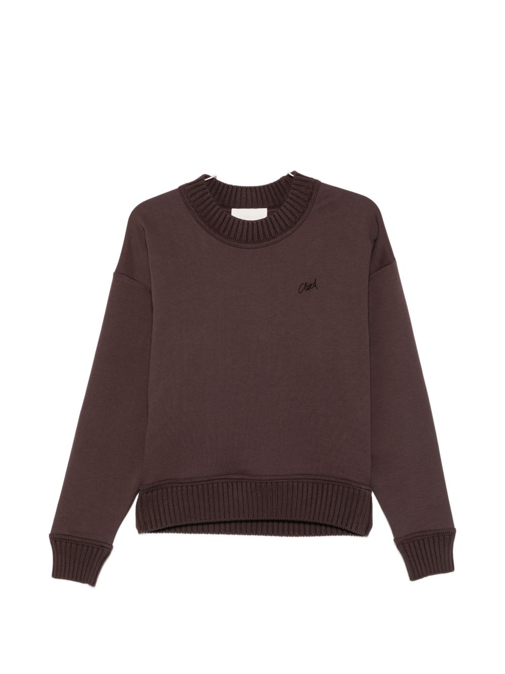 Closed Embroidered Logo Cotton Sweatshirt — Brown