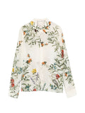 Alice + Olivia Floral Print Silk Shirt — Cream