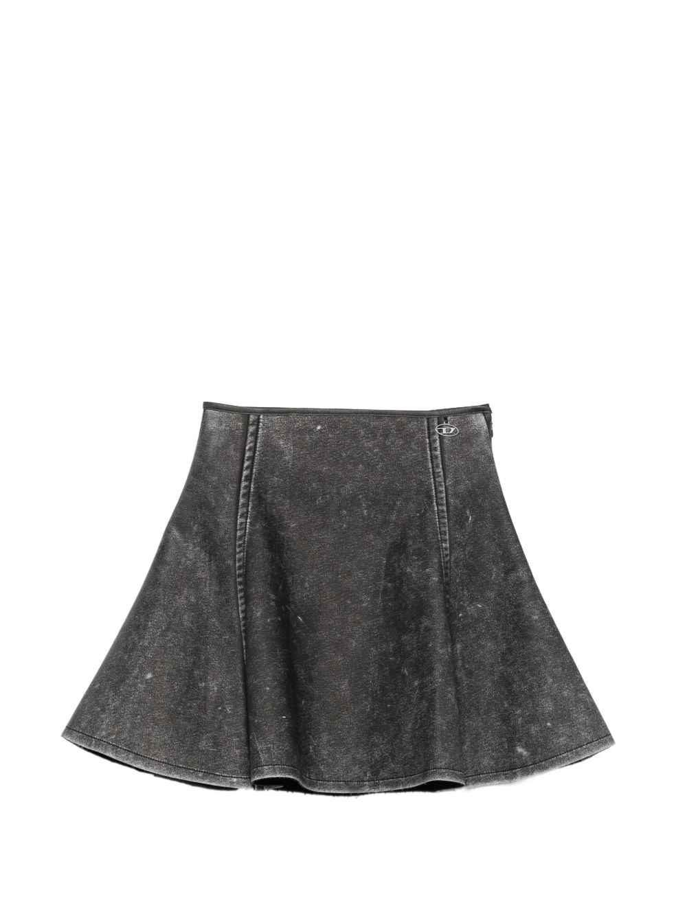 Diesel Acid-Wash Denim Flared Mini Skirt — Gray