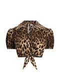 Dolce & Gabbana Leopard-Print Cotton Blouse — Brown