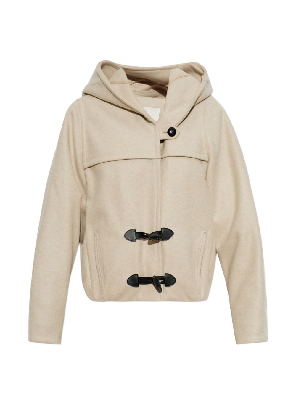 Isabel Marant Hooded Duffle Wool Coat — Cream