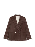 Alysi Wool Pinstripe Blazer — Brown