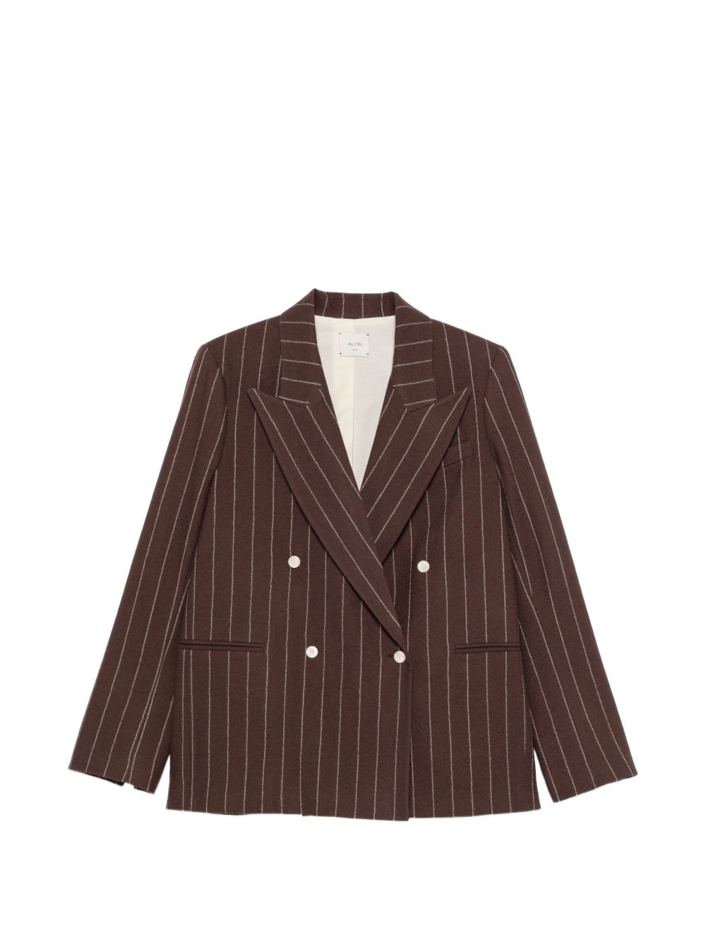 Alysi Wool Pinstripe Blazer — Brown