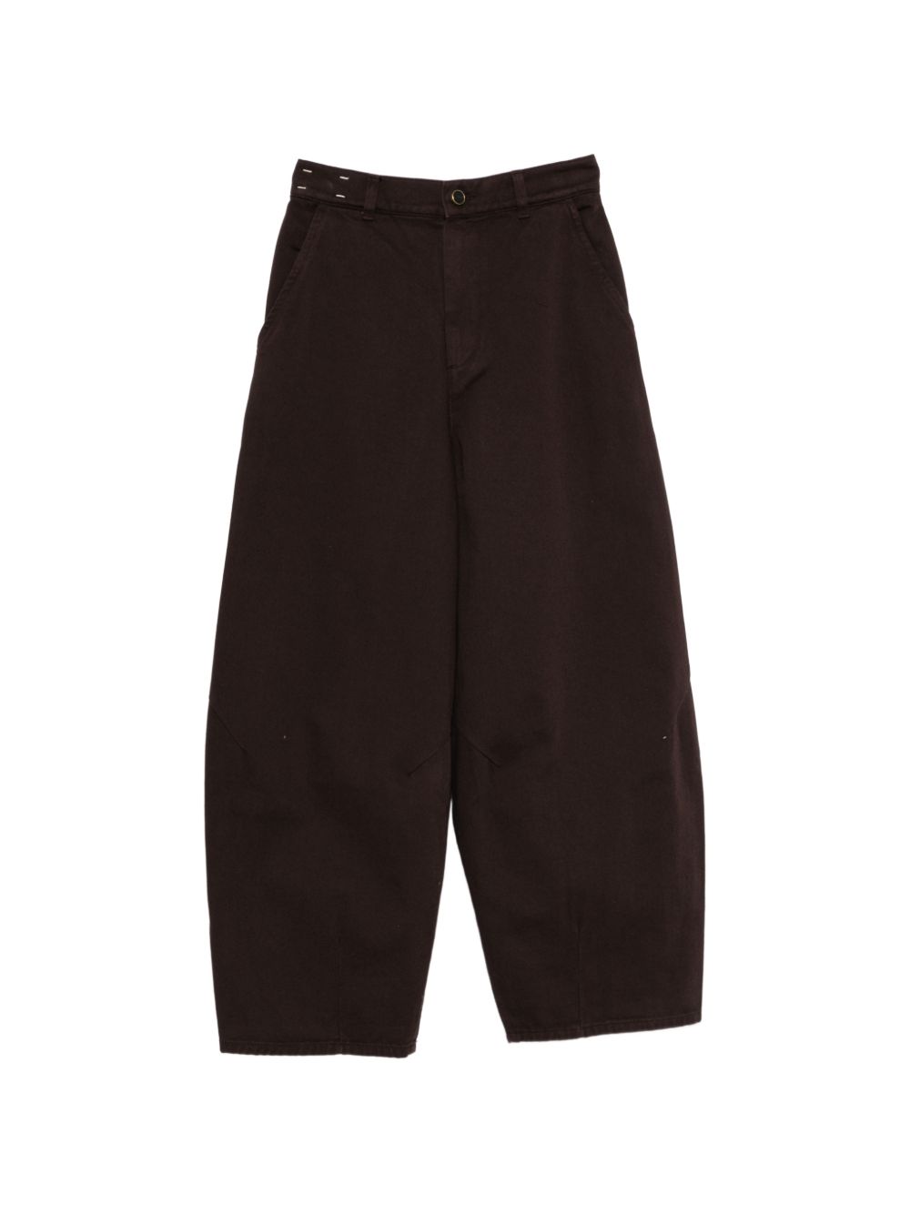 Alysi Cotton Wide-Leg Trousers — Brown