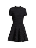 Balmain Quilted Flared Mini Dress — Black