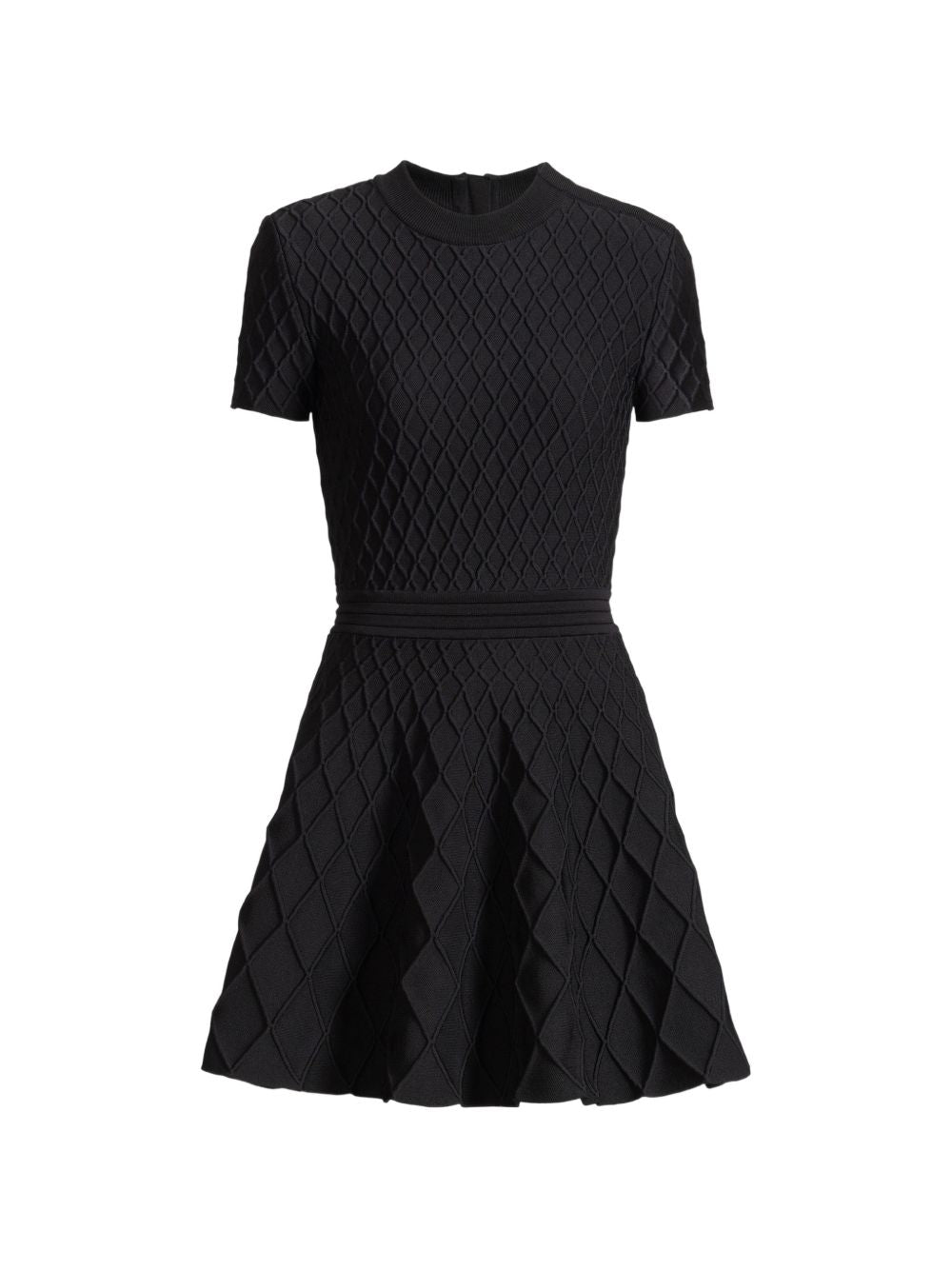 Balmain Quilted Flared Mini Dress — Black