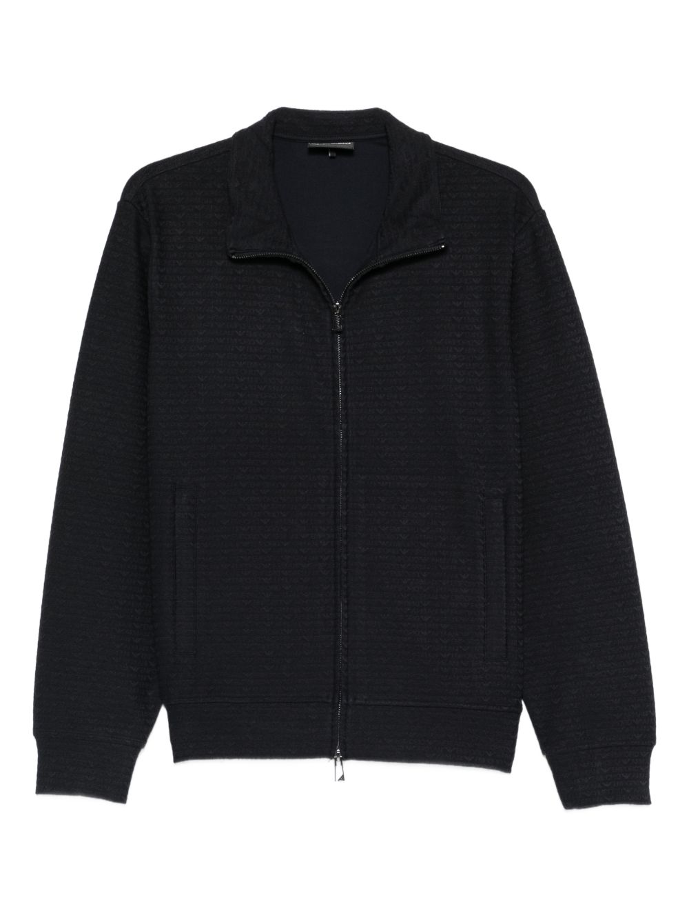 Emporio Armani Logo-Textured Zip Sweatshirt — Black