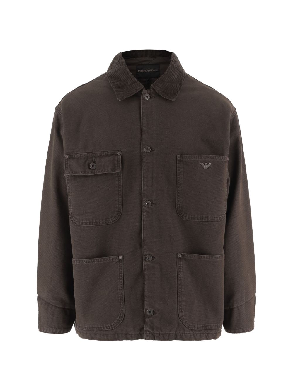 Emporio Armani Cotton Overshirt Jacket — Brown