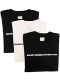 Camiseta de algodón Emporio Armani con logo estampado — negra