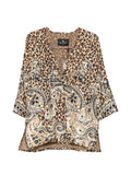 Etro Leopard & Paisley Print Silk Jacket — Brown