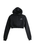 Balenciaga Cropped Zip-Up Hoodie — Black