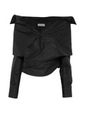 Balenciaga Off-Shoulder Cotton Shirt — Black