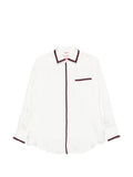 F.R.S . Contrast-Trimmed Silk Shirt — White