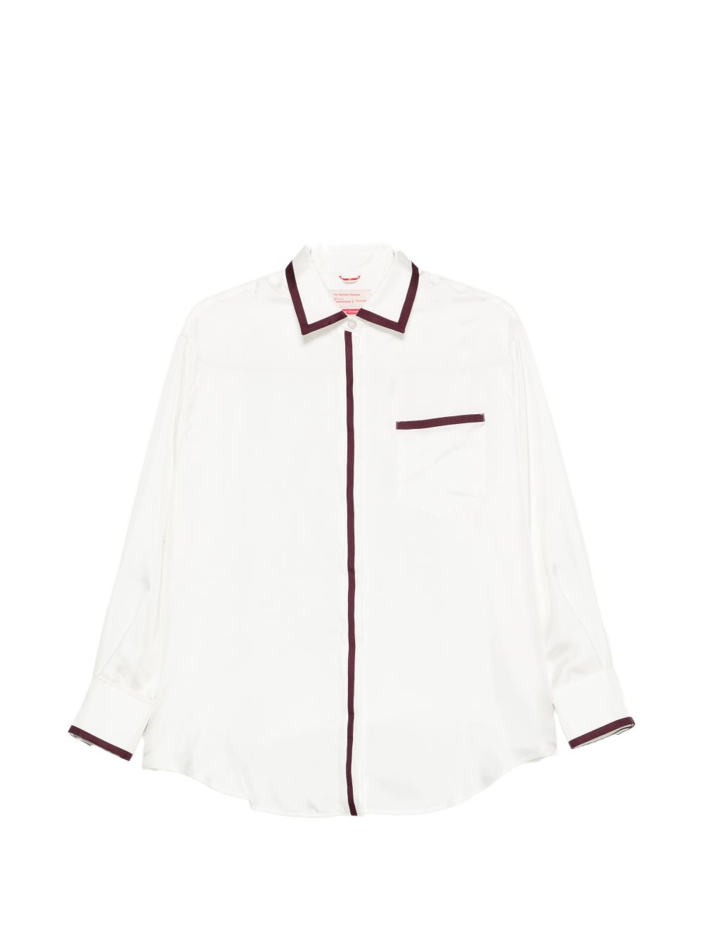 F.R.S . Contrast-Trimmed Silk Shirt — White