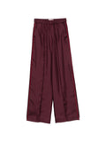 F.R.S . Silk Wide-Leg Trousers — Bordeaux