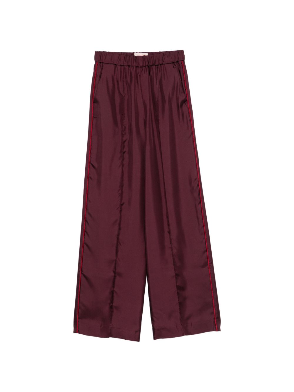 F.R.S . Silk Wide-Leg Trousers — Bordeaux