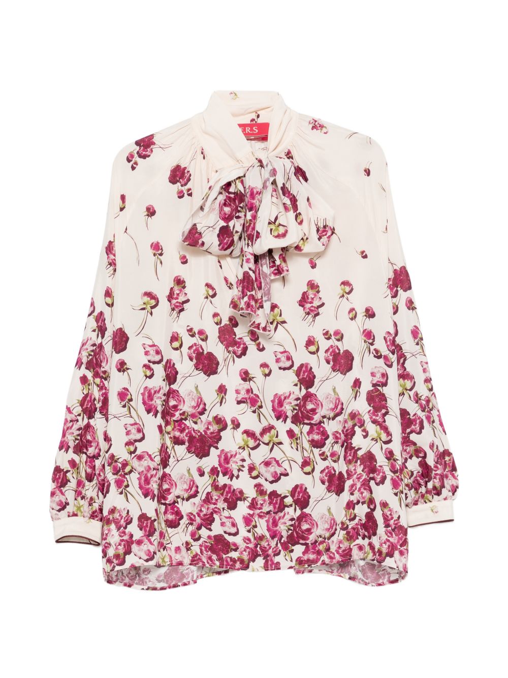 F.R.S . Floral Print Silk Blend Blouse — Cream