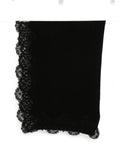 Ermanno Scervino Cashmere Lace-Trim Scarf — Black