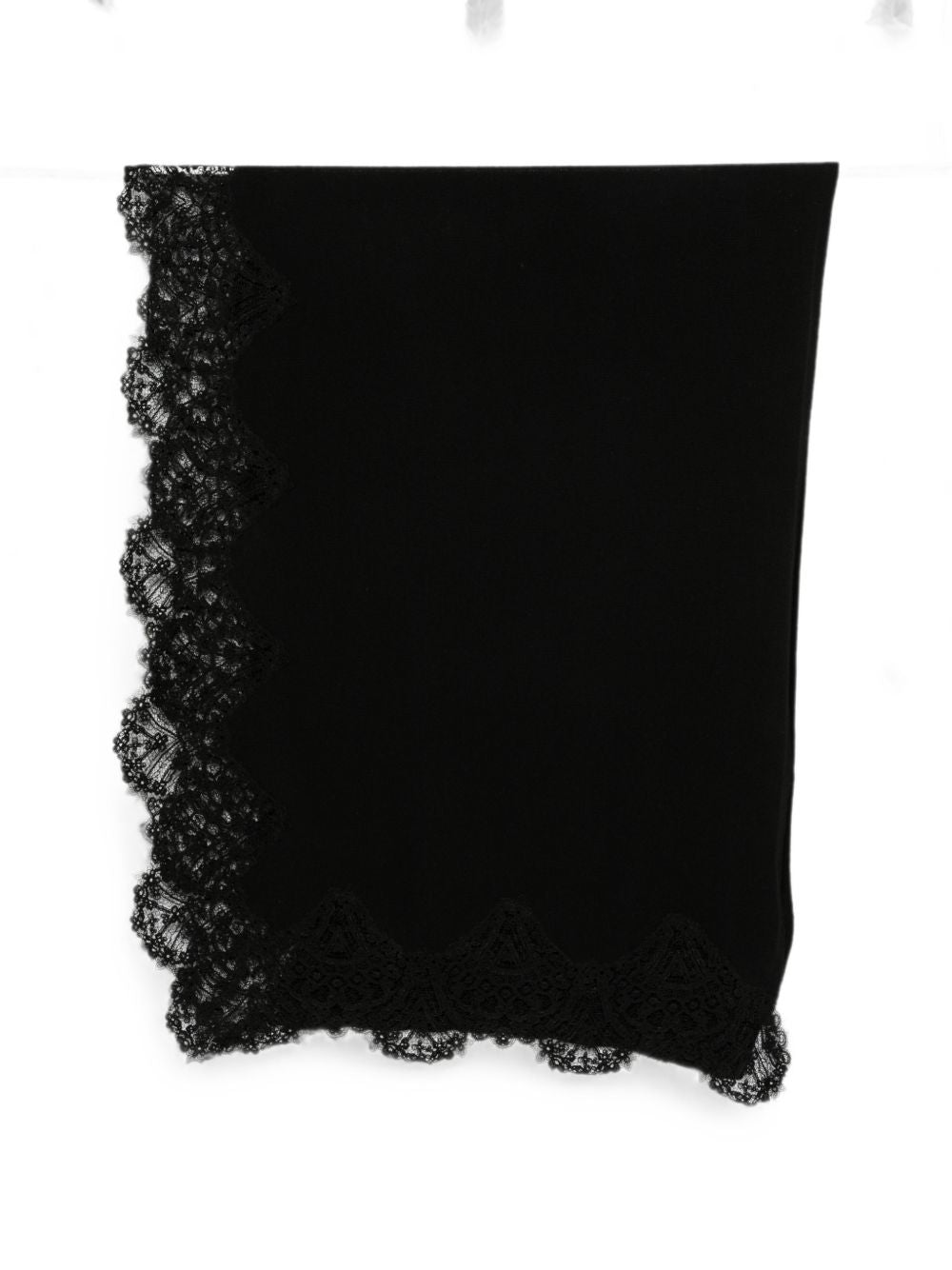 Ermanno Scervino Cashmere Lace-Trim Scarf — Black