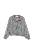Alysi Fringed Knit Overshirt — Grey