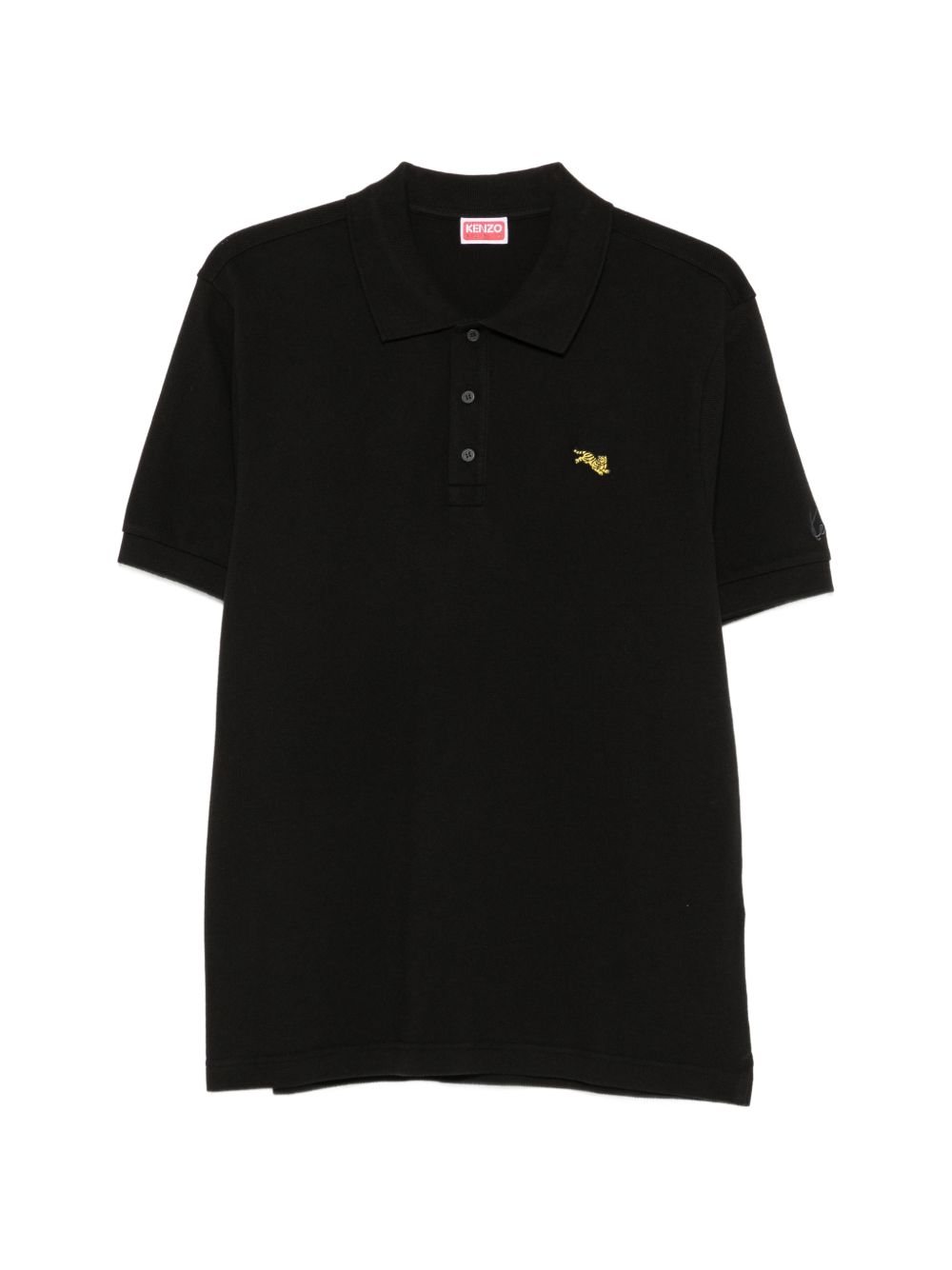 Polo Kenzo de algodón con logo bordado — Negro